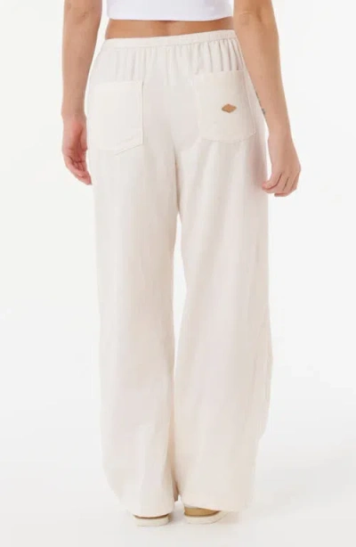 Rip Curl Keepsakes Corduroy Wide Leg Drawstring Pants In White
