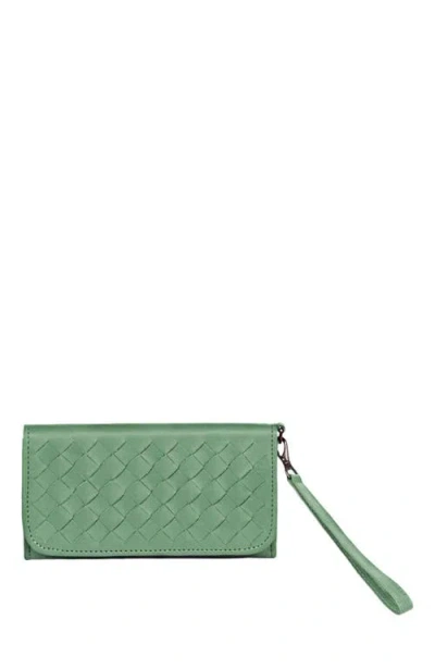 Deux Mains Woven Wristlet Wallet In Green