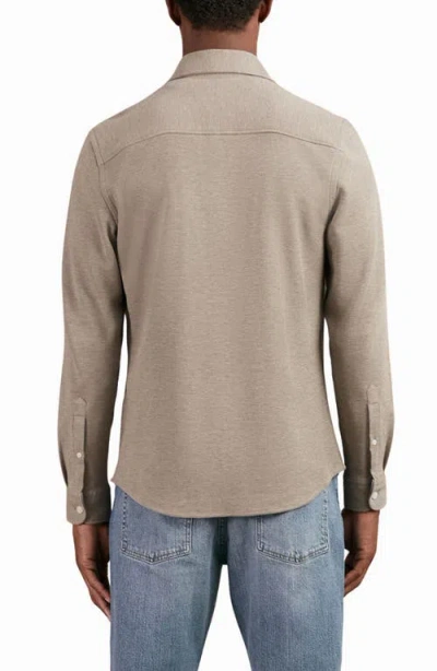 Reiss Oatmeal Brown Melange Forsithe Textured Twin Pocket Cotton Blend Overshirt In Silver