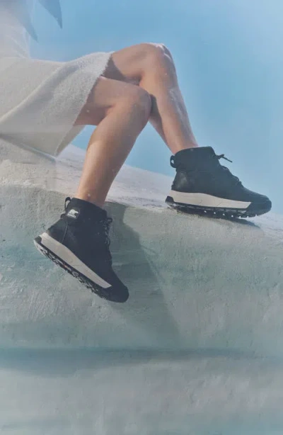 Sorel Womens Whitney Iii Mid Black Sea Salt Waterproof Ankle Boo In Animal Print