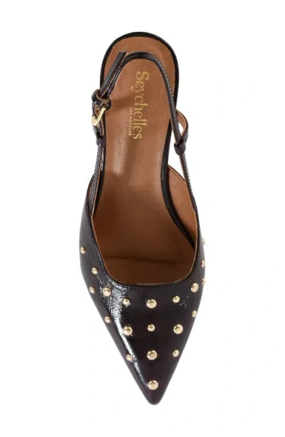 Seychelles Crawford Slingback Pointed Toe Kitten Heel Pump In Brown