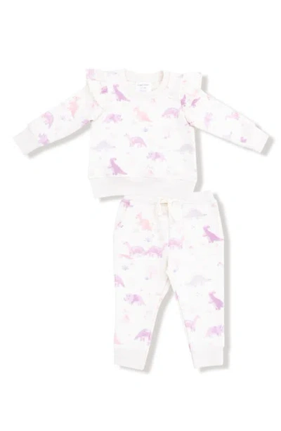 Angel Dear Soft Dinos French Terry Top & Joggers Set In White