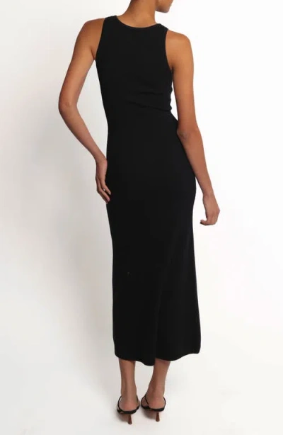 Petal And Pup Petal & Pup Sleeveless Rib Button-up Sweater Midi Dress In Black