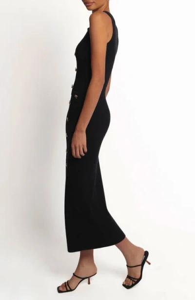 Petal And Pup Petal & Pup Sleeveless Rib Button-up Sweater Midi Dress In Black