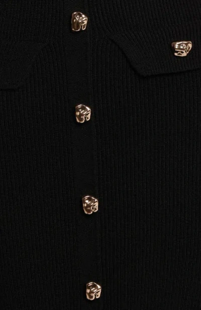 Petal And Pup Petal & Pup Sleeveless Rib Button-up Sweater Midi Dress In Black