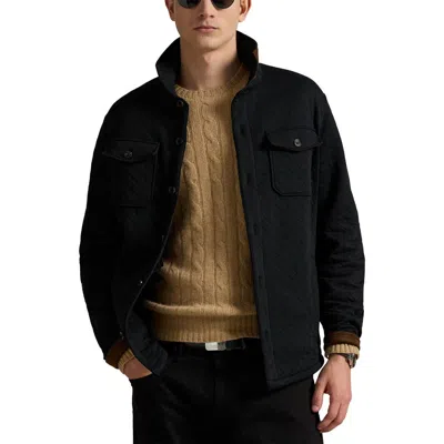 Polo Ralph Lauren Men's Quilted Double-knit Jersey Shirt Jacket In Black