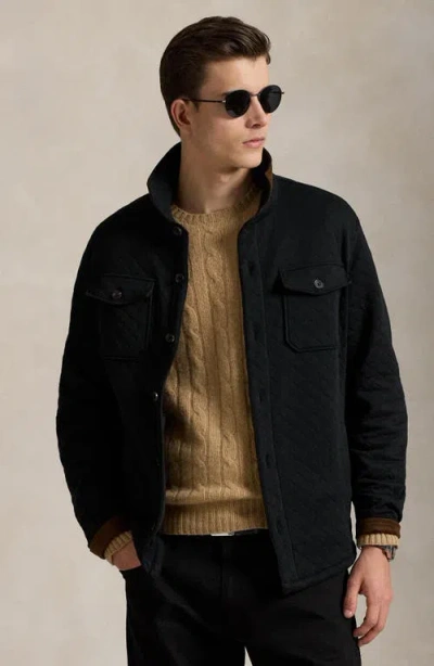 Polo Ralph Lauren Men's Quilted Double-knit Jersey Shirt Jacket In Black