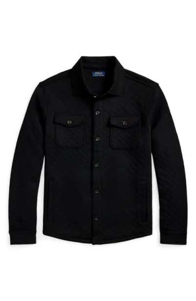 Polo Ralph Lauren Men's Quilted Double-knit Jersey Shirt Jacket In Black