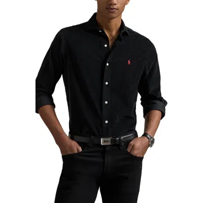 Polo Ralph Lauren Black Shirt Custom-fit In Black