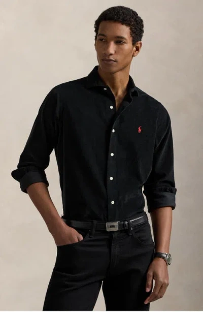 Polo Ralph Lauren Black Shirt Custom-fit In Black