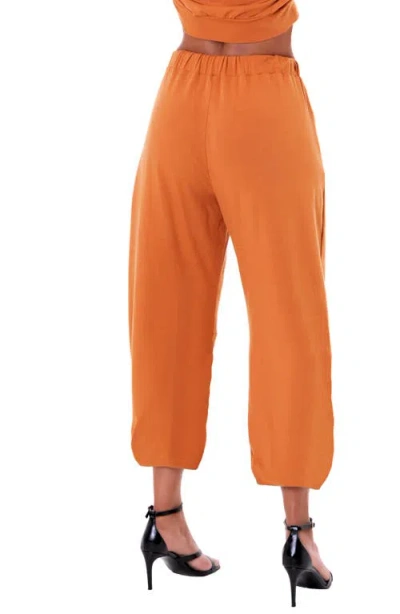 Dai Moda Crop Barrel Leg Pants In Brown