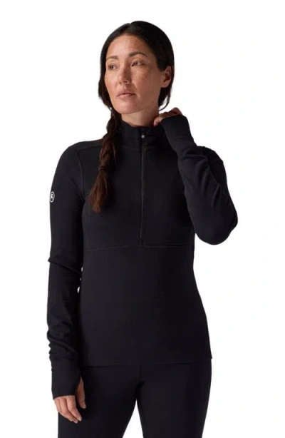 Backcountry Cedars Rws Merino Mid-wt Baselayer 1/4-zip Top In Black