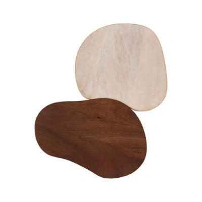 Storied Home Mango Wood Organic Shaped Cheese/cutting Boards, Set Of 2 In Multi