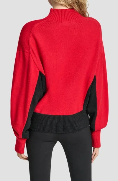 Dkny Colorblock Turtleneck Sweater In Red