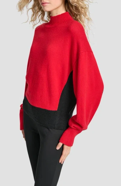 Dkny Colorblock Turtleneck Sweater In Red