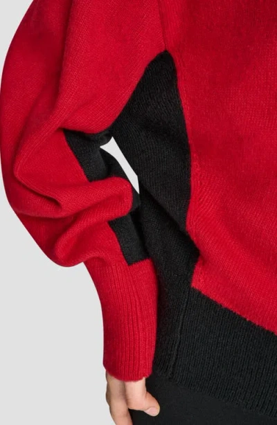 Dkny Colorblock Turtleneck Sweater In Red
