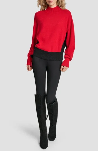 Dkny Colorblock Turtleneck Sweater In Red