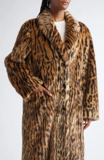 Stand Studio Marcelline Faux Fur Long Coat In Brown
