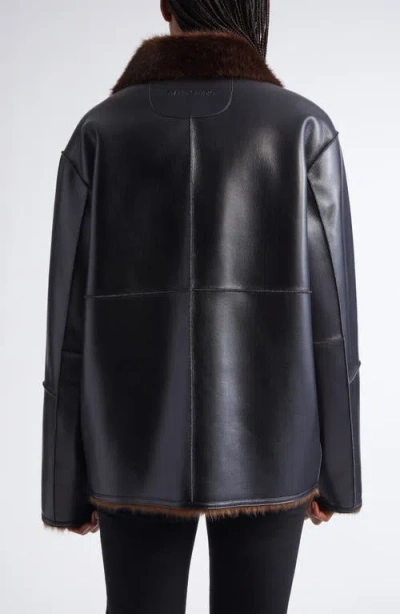 Stand Studio Reversible Jacket With High Collar And Plush Lining In Black