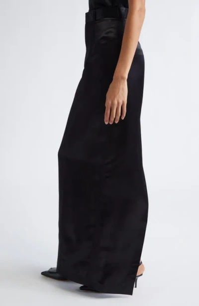 Grace Ling Pillar Liquid Satin Maxi Skirt In Black