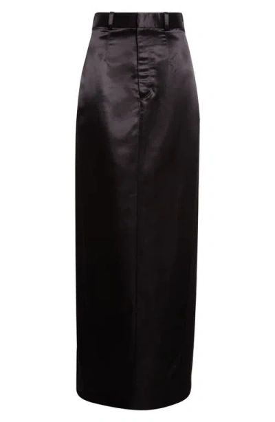 Grace Ling Pillar Liquid Satin Maxi Skirt In Black