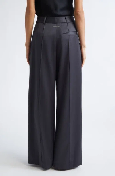 Grace Ling Claw Belt Loop Virgin Wool Blend Wide Leg Pants In Blue
