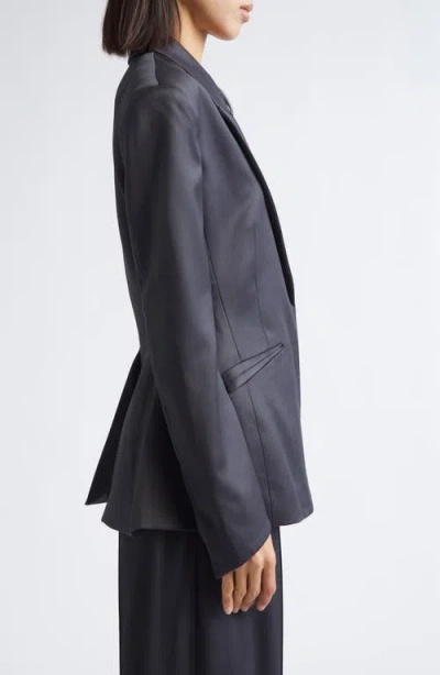 Grace Ling Fangs Single Breasted Wool Blend Blazer In Blue