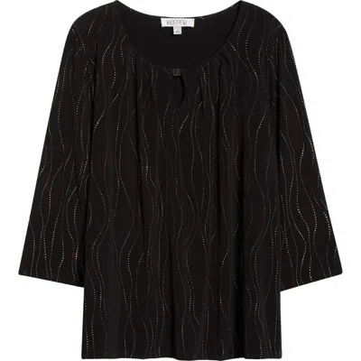 Kasper Rhinestone Keyhole Top In Black