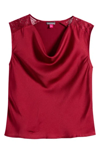 Vince Camuto Deep Drape Tank Top In Burgundy