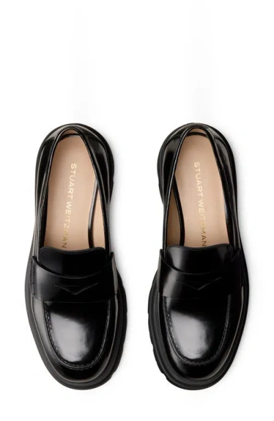 Stuart Weitzman Hudson Lite Lugged Platform Penny Loafer In Black