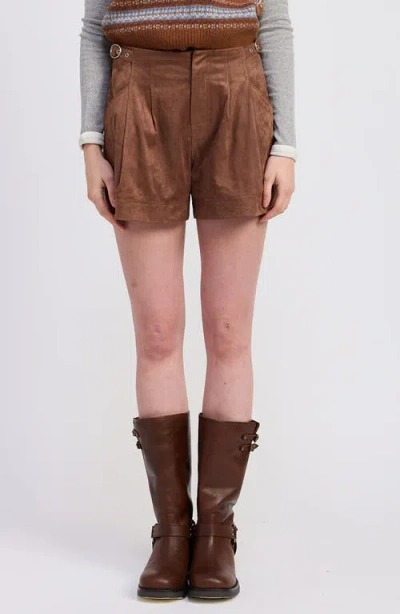 Jacquie The Label Cordelia Suede Shorts In Mocha In Brown