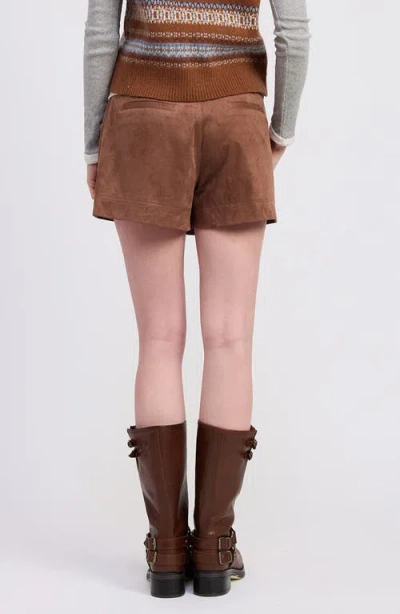 Jacquie The Label Cordelia Suede Shorts In Mocha In Brown