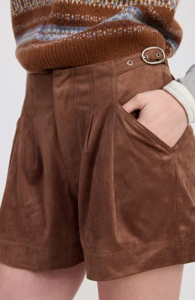 Jacquie The Label Cordelia Suede Shorts In Mocha In Brown