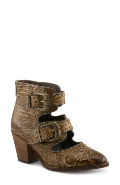 L'artiste By Spring Step Notched Nature Buckled Bootie In Multi