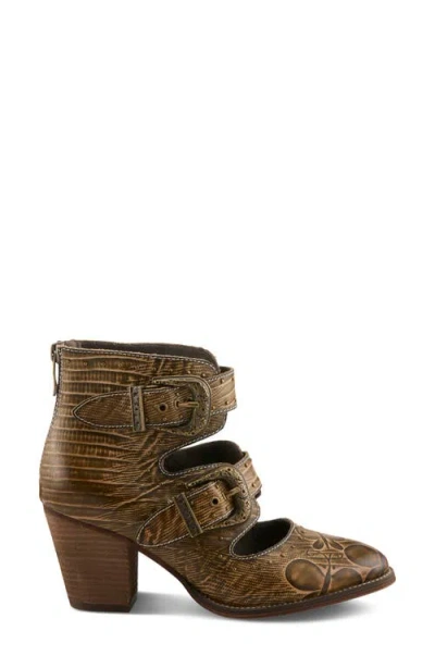 L'artiste By Spring Step Notched Nature Buckled Bootie In Multi