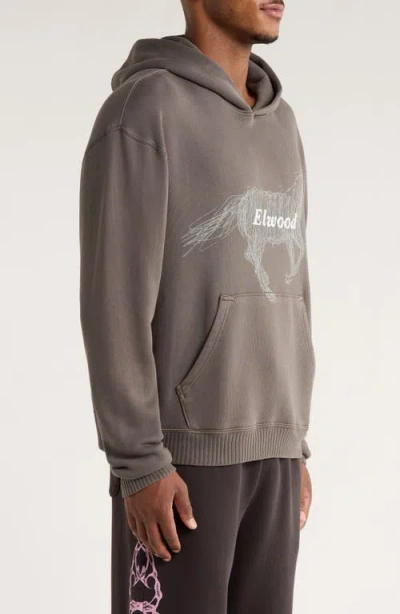 Elwood Stallion Organic Cotton Pullover Hoodie In Gray