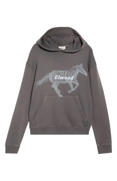 Elwood Stallion Organic Cotton Pullover Hoodie In Gray