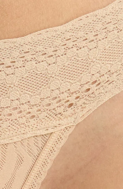 Meundies Allover Lace V-front Thong In Neutral