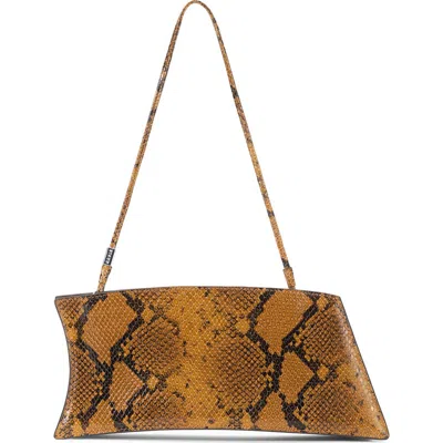 Staud Coco Python-embossed Leather Shoulder Bag In Brown