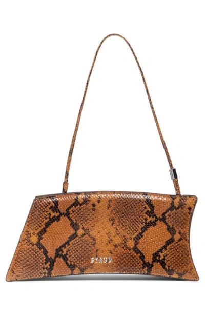 Staud Coco Python-embossed Leather Shoulder Bag In Brown