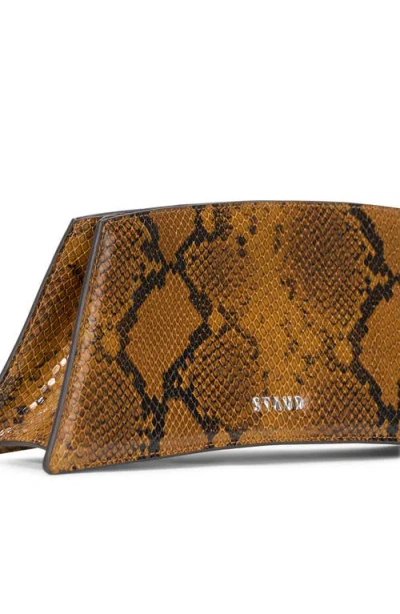 Staud Coco Python-embossed Leather Shoulder Bag In Brown