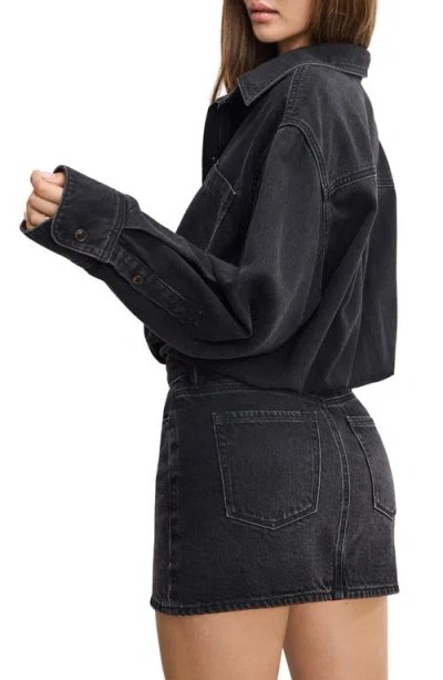 Good American Denim Shirt Dress Black389 In Black