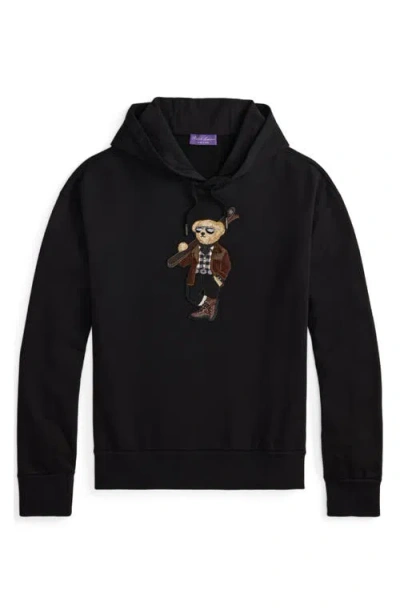 Ralph Lauren Polo Bear Cotton-cashmere Fleece Hoodie In Black