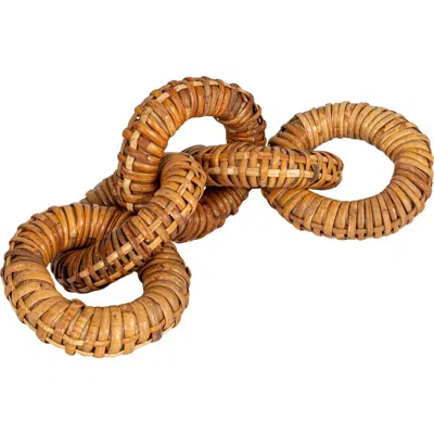 Storied Home Rattan Wrapped Mango Wood Chain With 5 Links In Brown