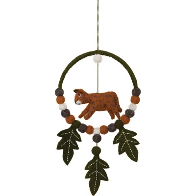 Storied Home Wool Felt Mobile With Cheetah And Leaves In Multi