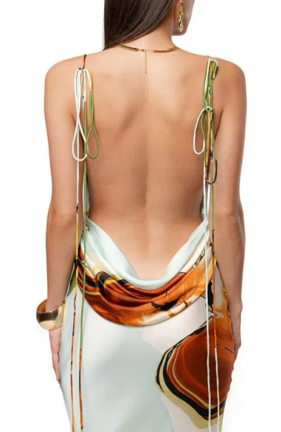 Jluxlabel Golden Touch Drape Maxi Slipdress In Green