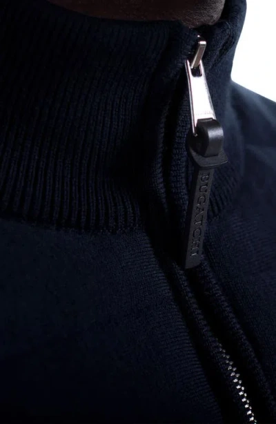 Bugatchi Merino Wool Quarter Zip Polo Sweater In Blue