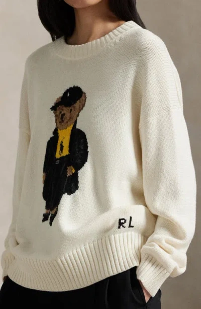 Polo Ralph Lauren Cotton Long Sleeve Crew Neck Pullover Clubhouse Cream Multi In White