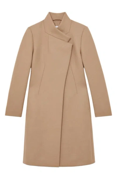 Reiss Wool Blend Mid Length Coat In Brown