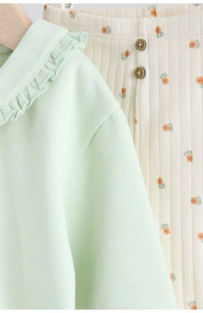 Next Frill Collar Sweater & Print Leggings Set In Green